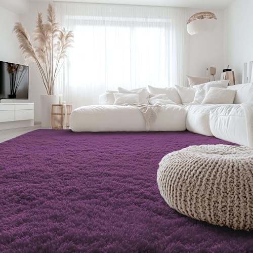 6x9 Machine Washable Large Area Rugs for Living Room (6x9 Ft / Dark Purple)
