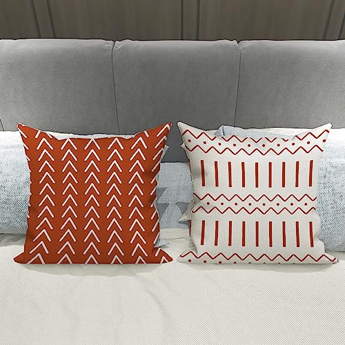 Burnt Orange Linen Pillow Covers 20x20 Set of 4 (Burnt Orange / 20" x 20" (Pack of 4))