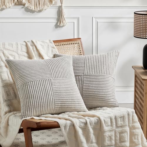 2 Packs Neutral Grey Euro Decorative Throw Pillow Covers 26x26 Inch for Couch Bed Sofa (Neutral Grey / 26" x 26" (Pack of 2))