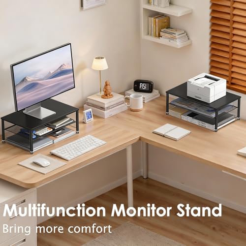 2 Tier Computer Monitor Stand Riser (Black / 2-tier)