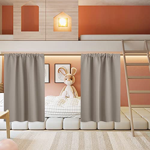 Basement Bathroom Kitchen Cafe Blackout Privacy Window Curtains (Sand / 34"W x 30"L (Pack of 2))