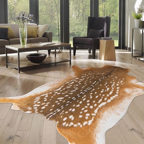 Deer Rug Antelope Print Rug (Brown-deer / 5'2" x 7' (Rectangular))