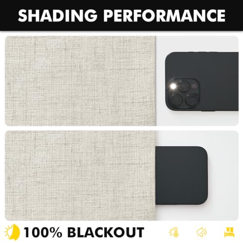 100% Blackout Linen Curtains 42 x 96 Inch Light Cream 2 Panels (Light Cream / 42"W x 96"L (Pack of 2))
