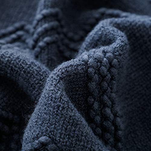 Navy Throw Blanket 60x80 Inch Boho Knitted Soft Throw Sofa Blanket (Navy / 60"x80")