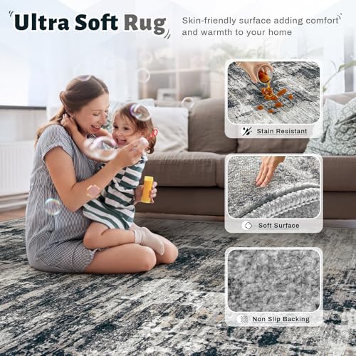 8x10 Area Rugs for Living Room (Black Grey / 8' x 10' (Rectangular))