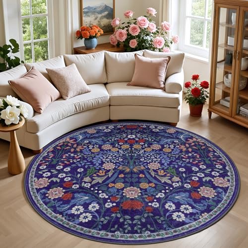 Round Area Rug Living Room (Blue / 6' (Round))