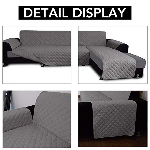Reversible L Shape Sectional Couch Cover (Small / Gray/Gray)