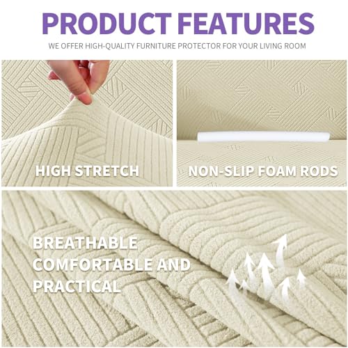 Super Stretch Loveseat Covers (- Beige / Medium (57"-70"))