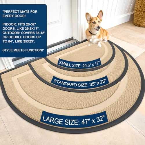 Half Circle Front Door Mat Outside 47x23 All (Beige / 47" x 23")