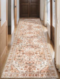 2'6"x10' Washable Non Slip Boho Runner Rug for Hallway (Vintage Peach/Cream / 2'6" x 10' (Runner))