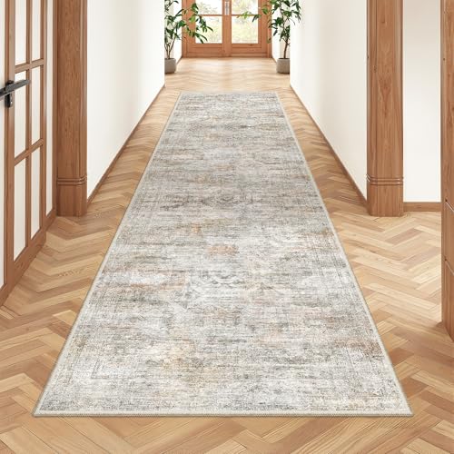 2x8 Runner Rug Non Slip (Grey/Rust / 2' x 8' (Runner))
