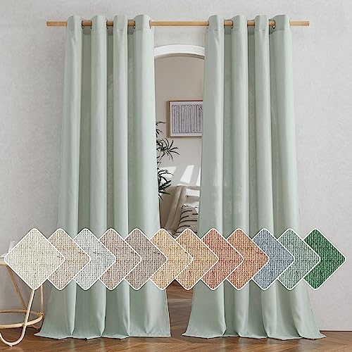 Thick Linen Sage Green Curtains 84 inch Length 2 Panels (Sage Green / 55"W x 84"L (Pack of 2))
