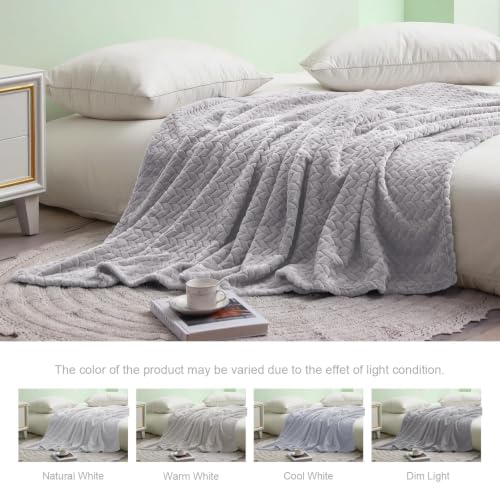 Fleece Throw Blanket for Couch Sofa (Light Grey / Throw ( 50x70 IN ))