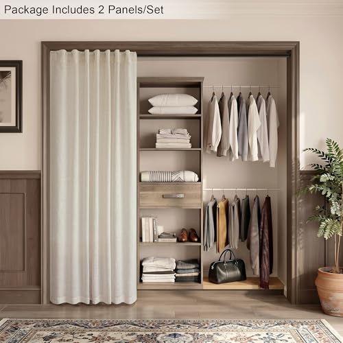Beige Sheer Curtains 80 Inch Length for Living Room 2 Panel Back Tab Rod Pocket Neutral Rustic Modern Farmhouse Semi Privacy Flax Linen Drape Pleated Curtain for Bedroom Wide 52x80 Long Curtain (52"W x 80"L (Pack of 2) / Linen)