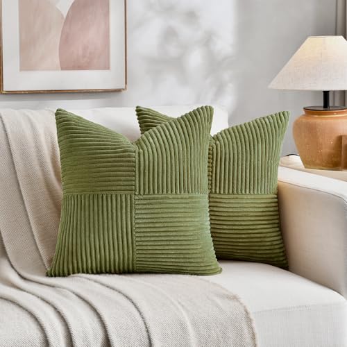 2 Packs Moss Green Decorative Throw Pillow Covers 18x18 Inch for Living Room Couch Bed Sofa (Moss Green / 18" x 18" (Pack of 2))