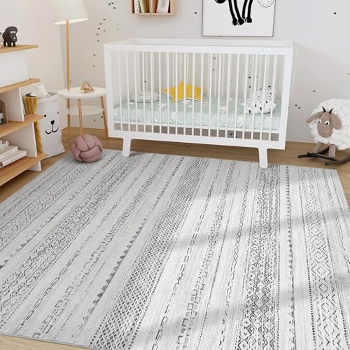 Boho 3x5 Area Rug Living Room Rugs Machine Washable Gray (Color Gray / 3' X 5' (Rectangular))