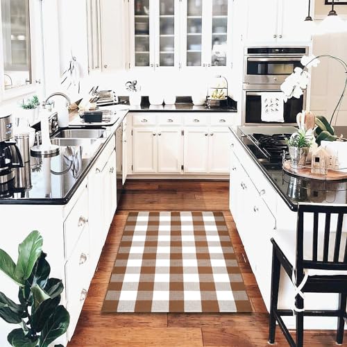 Buffalo Plaid Outdoor Rugs (Coffee & White Plaid / 2'4" x 3'7" (Rectangular))