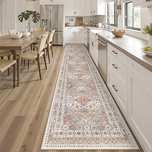 3x14 Long Runner Rugs for Hallway Vintage Washable Rug (Orange / 3' x 14' (Runner))