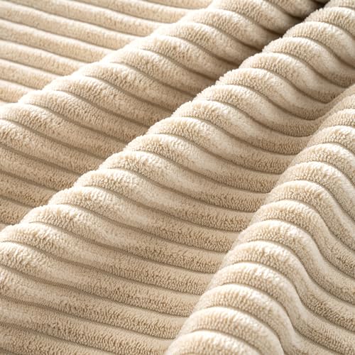 Soft Corduroy Decorative Throw Pillow Covers Beige 18x18 (18" x 18" (Pack of 4) / Beige)