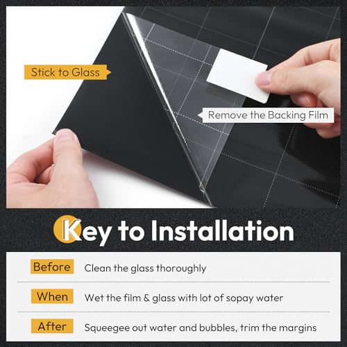 Blackout Window Film 100% Light Blocking with Kit (Frosted Black / 17.5" x 157.4")