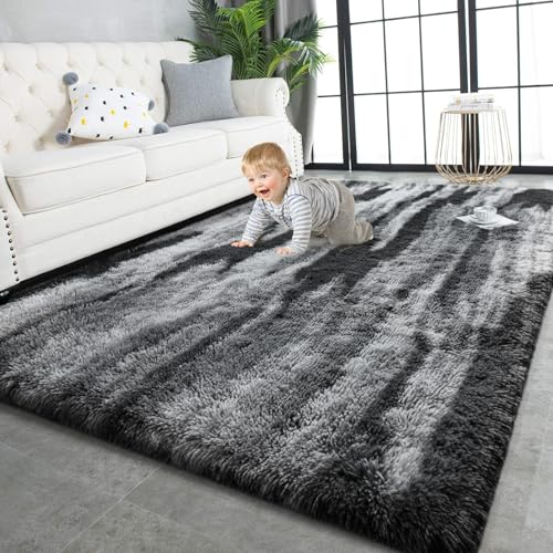 Super Soft Shaggy Rugs Fluffy Carpets (5' x 8' (Rectangular) / Charcoal Grey)