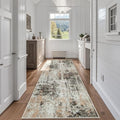 Runner Rugs for Hallways Kitchen 2.6x8 Non Slip Washable Brown Beige (Brown White/Beige / 2'6" x 8' (Rectangular))