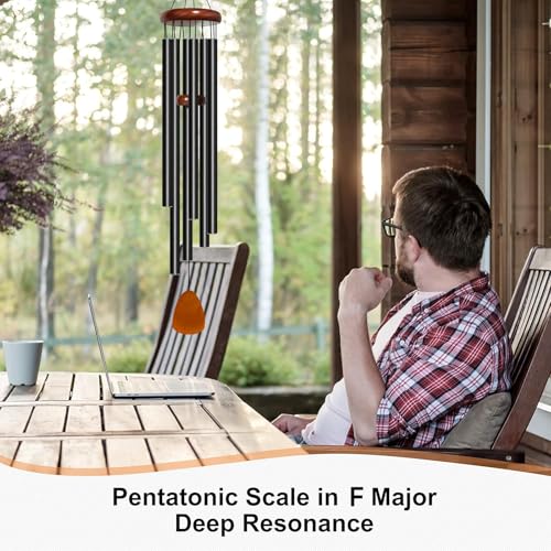 50" Aluminum Wind Chimes for Outside (Black / Classic 50" Deep Tone)