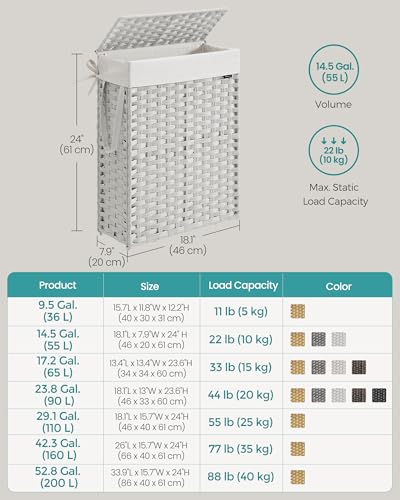 Laundry Hamper with Lid (Cloud White / 55 L)