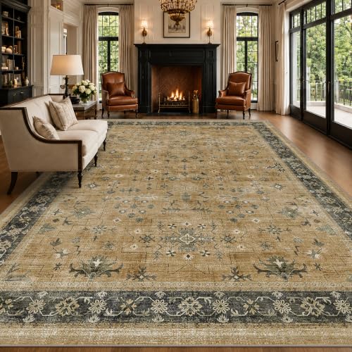 Rustic Brown and Charcoal Olive 7x9 Area Rug for Living Room (7' x 9' (Rectangular) / Rustic Brown / Charcoal Olive)