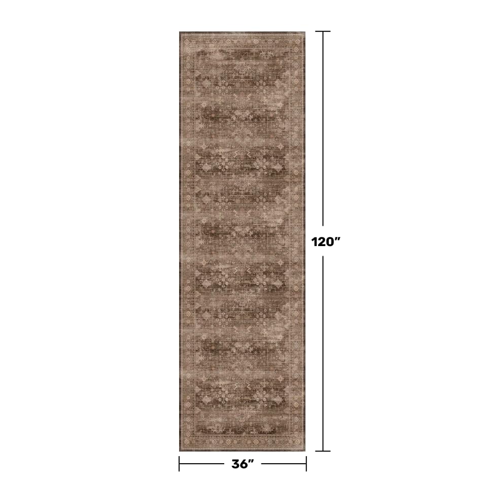Brown Earthy Boho Washable 3x10 Extra Long Hallway Runner Rug (3' x 10' (Runner) / Brown)