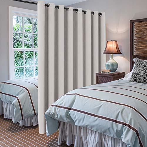 Blackout Patio Curtains 100 x 108 Inches for Sliding Door Extral Wide Blackout Curtain Panels Thermal Insulated Room Divider (100"W x 108"L (Pack of 1) / Stone)