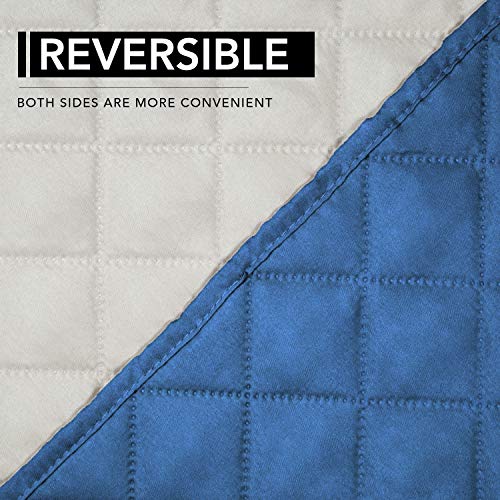 Reversible Couch Cover (Blue/Ivory / Large Recliner)