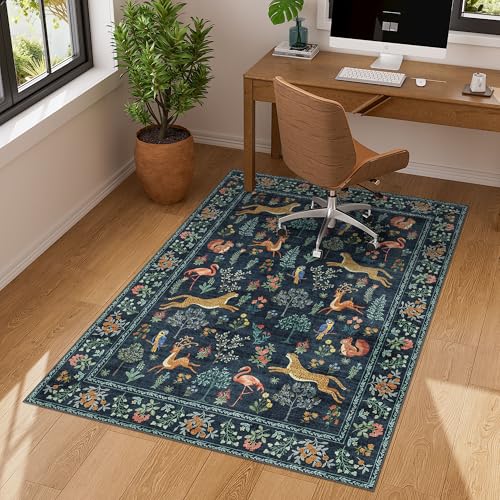 3x4 Rug Washable Animal Area Rug for Entryway Non Slip (Navy Blue (Animal) / 3' x 4' (Rectangular))