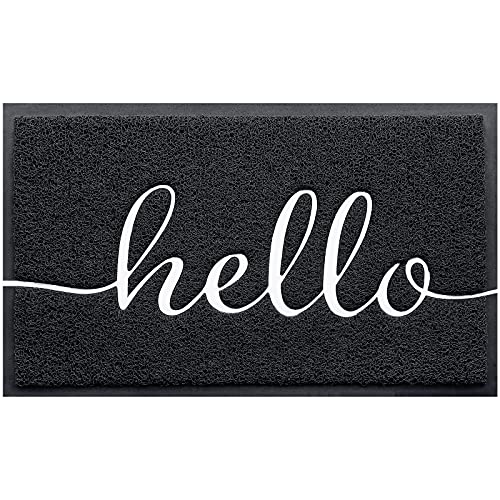Door Mat Welcome Mat Floor Mat for Entryway (Black-hello / 2'0" x 3'0" (Rectangular))