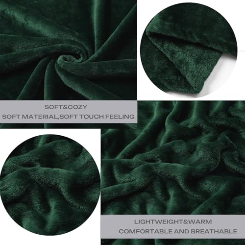 Forest Green Fleece Plush Throw Blanket 60"x80"for Couch Fuzzy Cozy Flannel (Green / Twin(60"×80"))