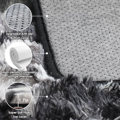 8x10 Area Rugs for Living Room (Tie-dyed Black & White / 8' x 10' (Rectangular))