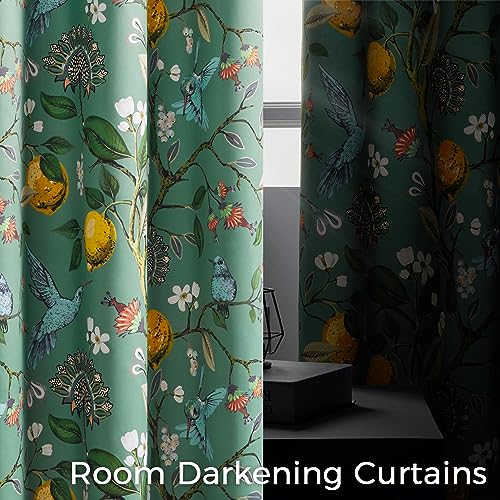 Extra Long 120 Inches Curtains for Large Window Luxury Sage Green Floor To Ceiling Blackout Vintage Floral Hummingbird Fancy Grommet Drop Cloth Damask Drape for Living Room Dining 2 Pages 10 FT (Sage Green / 52"W x 120"L (Pack of 2))