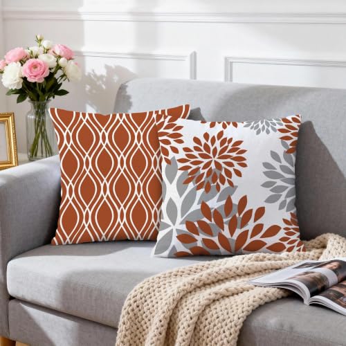 Throw Pillow Covers 16x16 (Burnt Orange / 16" x 16" (Pack of 4))