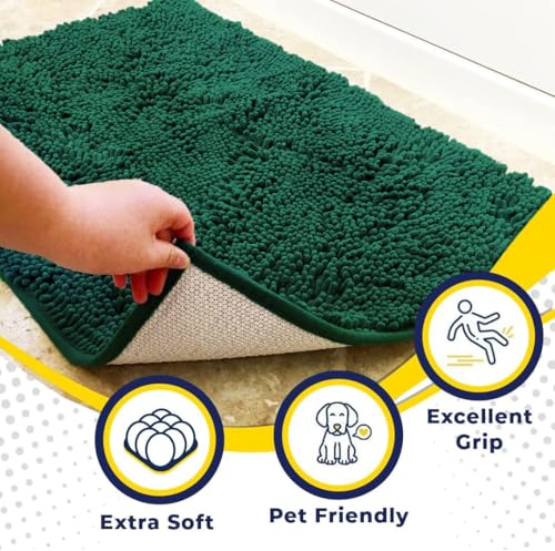 Super Water Absorbent Door Mat Indoor (Dark Green / 24" x 72")