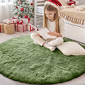 Green Round Rugs for Bedroom (4 Ft Round / Green)