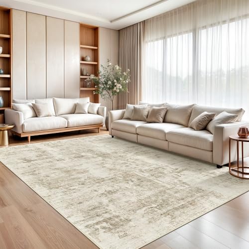 9x12 Area Rugs for Living Room Washable Rug Abstract Beige (Beige/Gray / 9' x 12' (Rectangular))