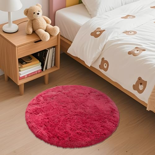 Red Round Rugs for Bedroom (2 Ft Round / Red)
