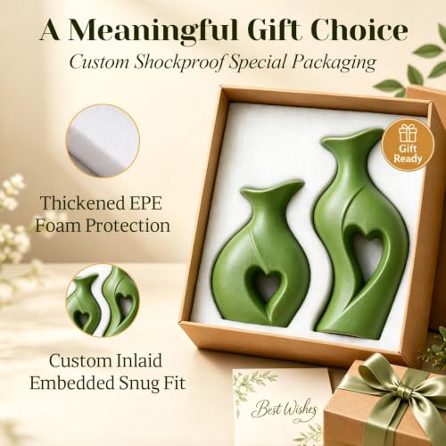 Heart Shaped Flower Vase Set Modern Farmhouse Vases (Light Green)