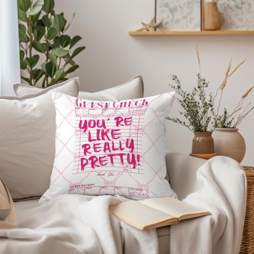 Inspirational Pink Bow Throw Pillow Covers 18x18 (Pink Ribbon 18x18 Inch)