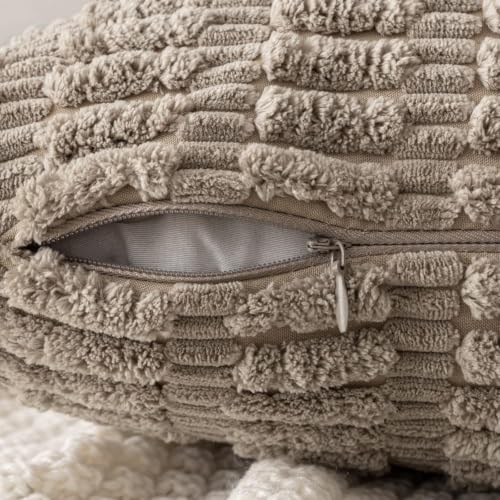 Corduroy Decorative Throw Pillow Covers 18x18 Light Brown Pack of 2 (Light Brown / 18" x 18" (Pack of 2))