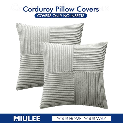 Silver Grey Decorative Throw Pillow Covers for Couch 18x18 Inch (18" x 18" (Pack of 2) / Silver Grey)