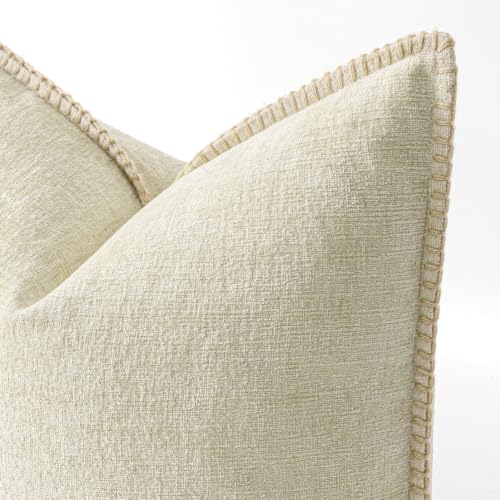 Decorative Couch Throw Pillow Covers 18x18 Inch Cream White 2 Pack (Cream White / 18" x 18" (Pack of 2))