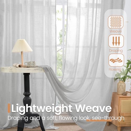 Light Grey Linen Curtains 40 Inch Length (Light Grey / 42"W x 40"L (Pack of 2))