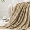 3D Ribbed Light Brown Fleece Twin Blanket for Couch (Brown / Twin(60"x80"))