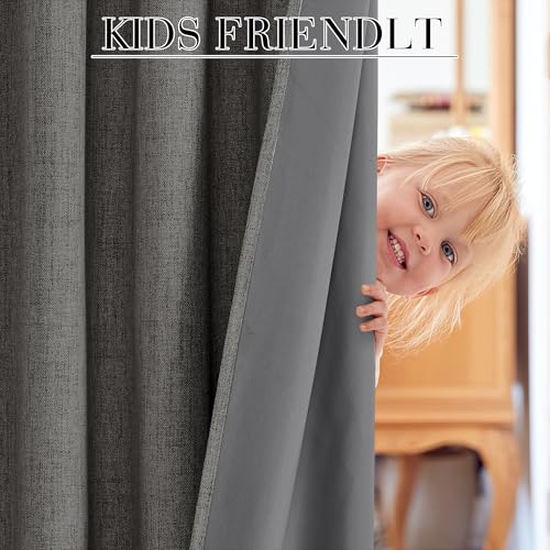 Grey 100% Blackout Curtains 63 Inch Long for Bedroom Nursery (Grey / 52"W x 63"L (Pack of 2))